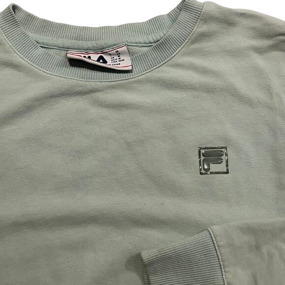 Fila Mint Green Sweatshirt Womens Medium Long Sleeve Crew Neck Graphic‎ Logo - Picture 1 of 7